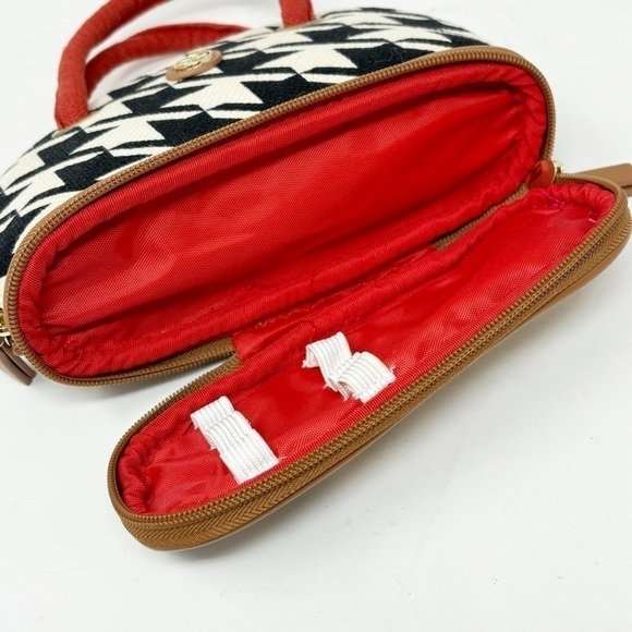 SPARTINA 449 Women’s Cosmetic Bag Purse Mini Purse Houndstooth Leather - Picture 6 of 8